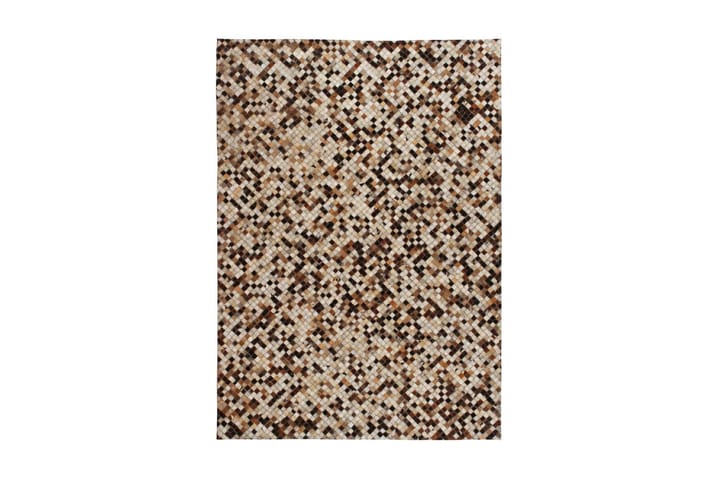 Lappeteppe ekte lӕr 80x150 cm firkantet brun/hvit - Flerfarget - Tekstiler & tepper - Teppe & matte - Orientalske tepper - Patchwork tepper