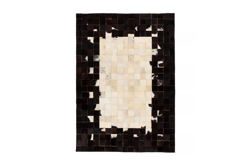 Lappeteppe ekte lӕr 80x150 cm firkantet svart/hvit - Flerfarget - Tekstiler & tepper - Teppe & matte - Orientalske tepper - Patchwork tepper