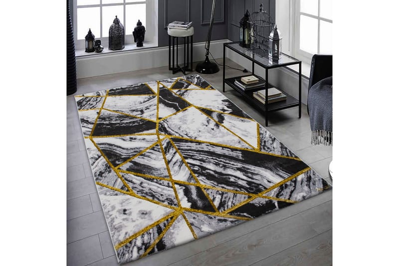 Matte Asaphe 80x150 cm - Hvit/Svart/Grå/Gull - Tekstiler & tepper - Teppe & matte - Små tepper