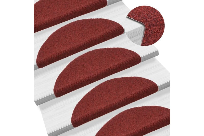 Selvklebende trappematter 10 stk rød 56x17x3cm nålestempel - Rød - Tekstiler & tepper - Teppe & matte - Spesialmatte - Trappetrinnstepper