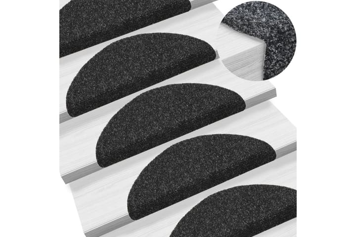 Selvklebende trappematter 10 stk svart 54x16x4 cm - Svart - Tekstiler & tepper - Teppe & matte - Spesialmatte - Trappetrinnstepper