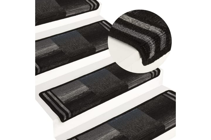 Selvklebende trappematter 15 stk 65x25 cm svart og grå - Tekstiler & tepper - Teppe & matte - Spesialmatte - Trappetrinnstepper