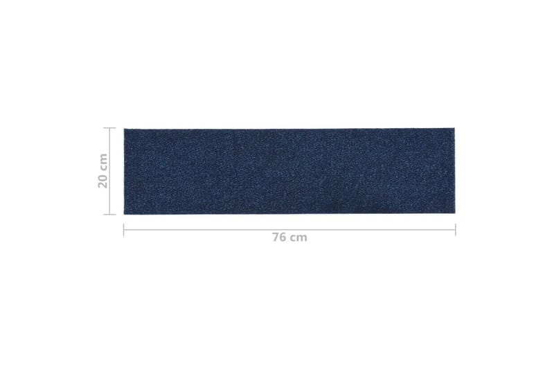 Selvklebende trappematter 15 stk 76x20 cm blå - Blå - Tekstiler & tepper - Teppe & matte - Spesialmatte - Trappetrinnstepper