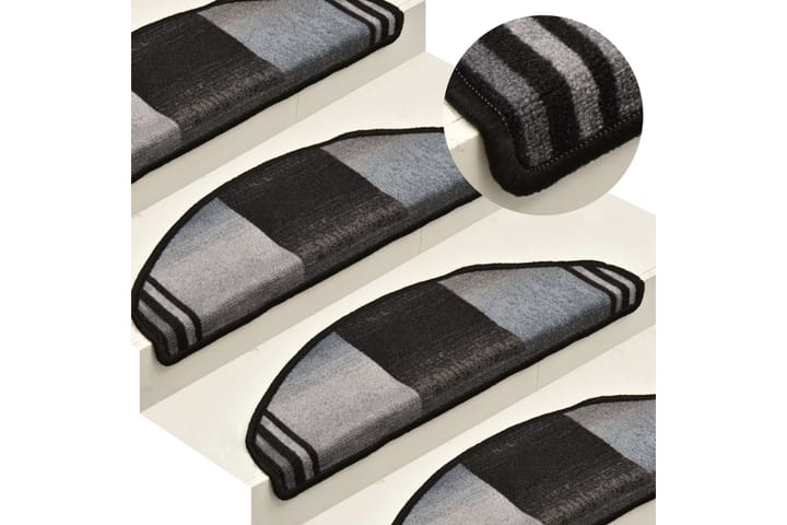 Selvklebende trappematter 5 stk 65x25 cm svart og grå - Svart - Tekstiler & tepper - Teppe & matte - Spesialmatte - Trappetrinnstepper