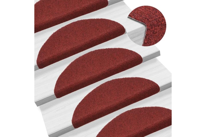 Selvklebende trappematter 5 stk rød 56x17x3 cm nålestempel - Rød - Tekstiler & tepper - Teppe & matte - Spesialmatte - Trappetrinnstepper