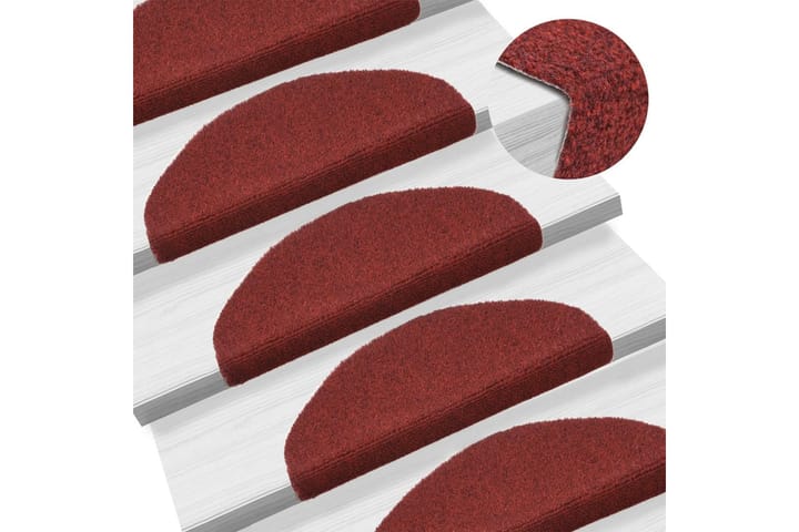 Selvklebende trappematter 5 stk rød 65x21x4 cm nålestempel - Rød - Tekstiler & tepper - Teppe & matte - Spesialmatte - Trappetrinnstepper