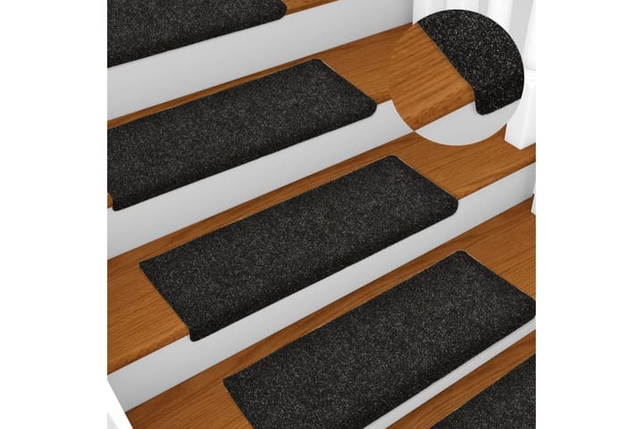 Selvklebende trappematter 5 stk svart 65x25 cm nålestempel - Svart - Tekstiler & tepper - Teppe & matte - Spesialmatte - Trappetrinnstepper