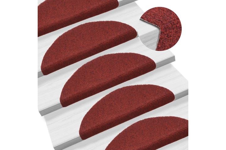 Selvklebende trappematter nålestempel 15 stk 54x16x4 cm rød - Rød - Tekstiler & tepper - Teppe & matte - Spesialmatte - Trappetrinnstepper