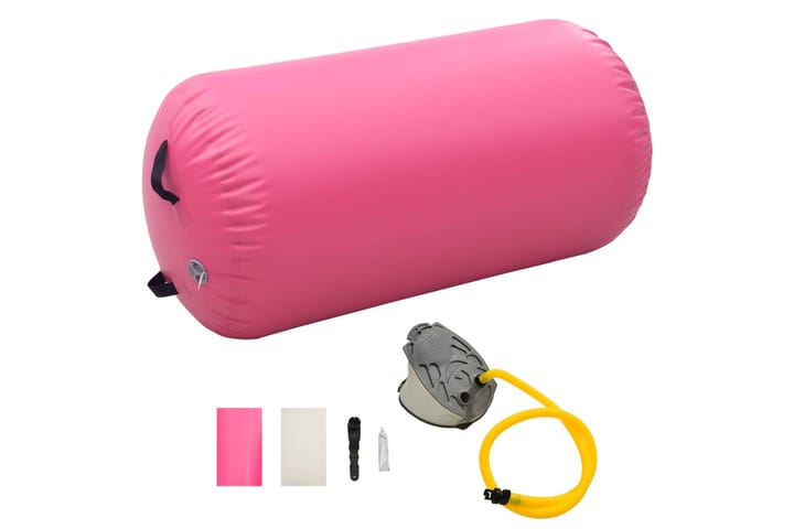 Oppblåsbar gymnastikkrull med pumpe 120x75 cm PVC rosa