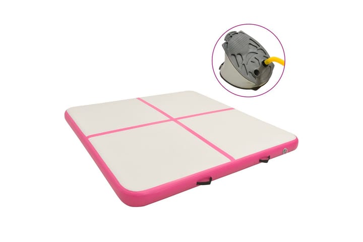 Oppblåsbar PVC gymnastikkmatte med pumpe 200x200x15 cm rosa - Tekstiler & tepper - Teppe & matte - Spesialmatte - Treningsmatte