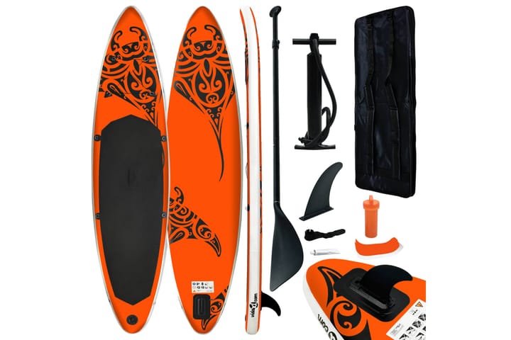 Oppblåsbart padlebrettsett 305x76x15 cm oransje - Oransj - Tekstiler & tepper - Teppe & matte - Spesialmatte - Treningsmatte