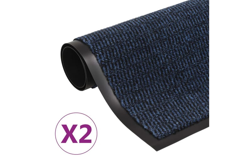Støvkontroll dørmatter 2 stk rektangulӕr tuftet 40x60 cm blå - Tekstiler & tepper - Teppe & matte - Utendørs tepper - Dørmatte og entrématte