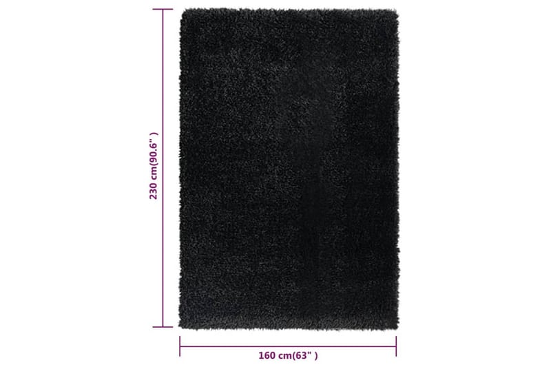 Flossteppe med høy luv svart 160x230 cm 50 mm - Svart - Tekstiler & tepper - Teppe & matte - Utendørs tepper - Plasttepper