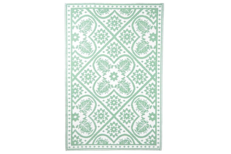 Esschert Design Uteppe 182x122 cm fliser grønn og hvit - grønn - Tekstiler & tepper - Teppe & matte - Utendørs tepper