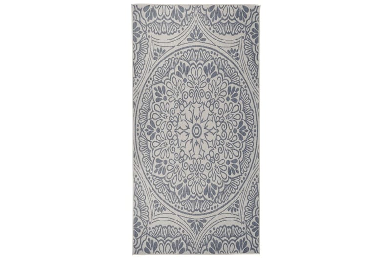 Utendørs flatvevd teppe 100x200 cm blå mønster - Blå - Tekstiler & tepper - Teppe & matte - Utendørs tepper