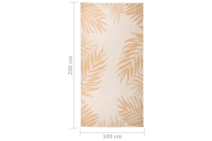 Utendørs flatvevd teppe 100x200 cm bladmønster - Gul - Tekstiler & tepper - Teppe & matte - Utendørs tepper