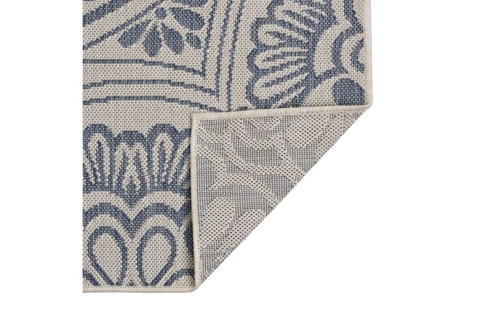 Utendørs flatvevd teppe 80x250 cm blå mønster - Blå - Tekstiler & tepper - Teppe & matte - Utendørs tepper