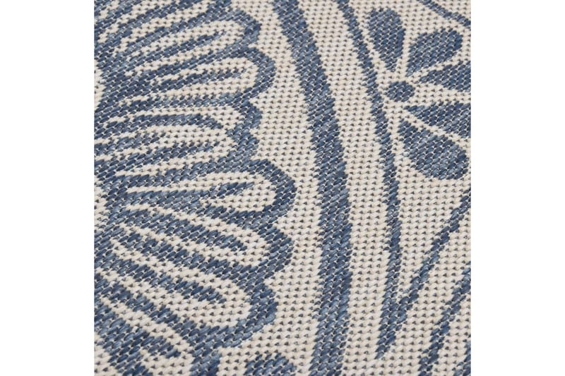 Utendørs flatvevd teppe 80x250 cm blå mønster - Blå - Tekstiler & tepper - Teppe & matte - Utendørs tepper
