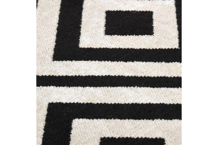 Uteteppe flatvevd 100x200 cm svart og beige - Svart - Tekstiler & tepper - Teppe & matte - Utendørs tepper