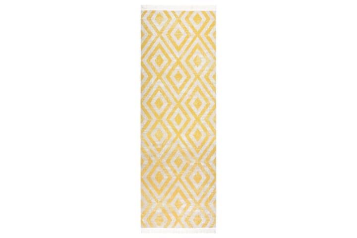 Uteteppe flatvevd 80x250 cm gul og beige - Gul - Tekstiler & tepper - Teppe & matte - Utendørs tepper